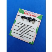 Obsidyen Doğal Taş Bileklik Kelebek Detaylı Orijinal Doğal Taş
