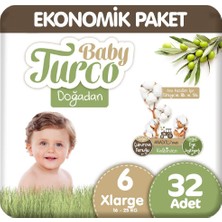 Baby Turco Doğadan Bebek Bezi 6 Beden 16-25 kg Ekonomik Paket 32'li
