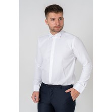 White Stone Venedik Pamuklu Slim Fit Ata Yaka Gömlek Beyaz