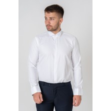 White Stone Venedik Pamuklu Slim Fit Ata Yaka Gömlek Beyaz