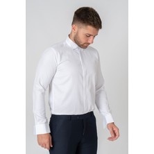 White Stone Venedik Pamuklu Slim Fit Ata Yaka Gömlek Beyaz