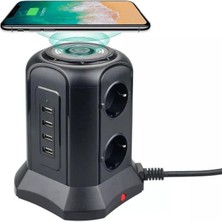 Toperek Altılı Masa Üstü Kule Priz Akım Korumalı Beyaz