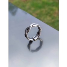 The Collection Sarmal Model Ayarlanabilir Gümüş Kaplama Erkek Yüzük