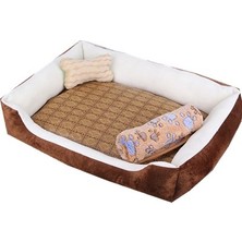 Universal Köpek Kemik Deseni Büyük Yumuşak Sıcak Kulübesi Köpek Kedi Mat Battaniyesi Rattan Mat & Battaniye Boyutu: xxs 45*30*15 cm (Kahverengi Beyaz) (Yurt Dışından)