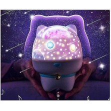 SLD USB Şarj Dönen Yıldızlı Gökyüzü Projeksiyon Uzaktan Kumanda Bluetooth Müzik Sensörü Yatak Odası Gece Lambası (Beyaz) (Yurt Dışından)