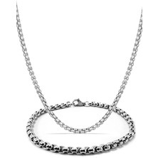 Trend Collection Arnavut Zinciri Gümüş Kaplama Erkek Bileklik ve Kolye Set