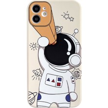 Telbey Astronot Karikatürlü Mat Telefon Kılıfı Apple iPhone 11