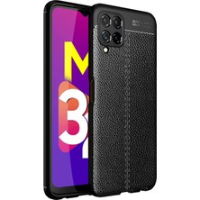 Microcase Samsung Galaxy M32 Leather Serisi Deri Efekt Silikon Kılıf - Siyah