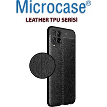 Microcase Samsung Galaxy M32 Leather Serisi Deri Efekt Silikon Kılıf - Siyah