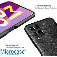 Microcase Samsung Galaxy M32 Leather Serisi Deri Efekt Silikon Kılıf - Siyah