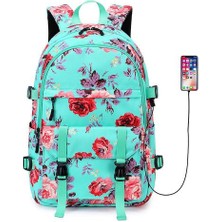 Xhang Gündelik Öğrenci Schoolbag Baskı Su Geçirmez Sırt Çantası (Yeşil) (Yurt Dışından)