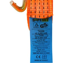 Safeset Sg-85 50MM 2 Inch Spanzet 10MT 5000DAN 12MM Çift J Kanca Yük Gerdirme