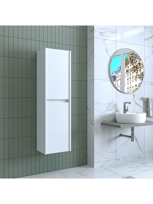 Banos Banyo Roomart Bd2 Ayaksız 2 Kapaklı Mat Beyaz 130 x 35 cm Banyo Boy Dolabı