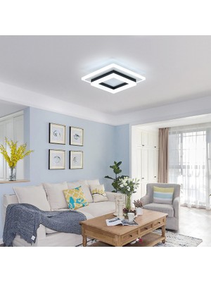 Goeco 24W 6000K Kare LED Akrilik Tavan Lambası - Siyah (Yurt Dışından)