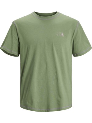 Jack & Jones Bisiklet Yaka Baskılı Açık Yeşil Erkek T-Shirt 12210422_JCODESERT Trek Tee