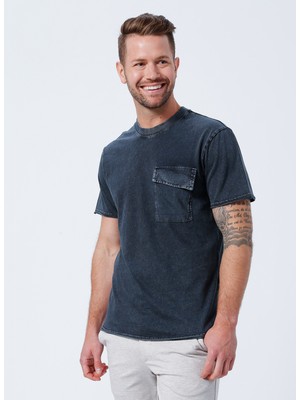 Only & Sons   Normal Kalıp Taşlamalı Koyu Lacivert Erkek T-Shirt  -  22022645_ONSGRIFFIN Reg Washed Ss