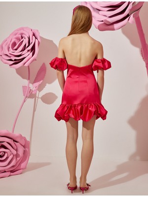 Rachel Araz x Koton - Kalp Yaka Omzu Açık Mini Elbise