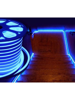 Repplam Mavi Işık Neon LED 220 Volt Tak Çalıştır 220V Neon Hortum LED 120 Ledli Yüksek Işık Su Geçirmez Dış Mekan Uyumlu