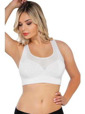 Emay 4027 Seamless Tül Pedli Toparlayıcı Sütyen Korse Beyaz
