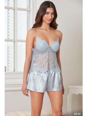 Pierre Cardin 6'lı Kaplı Midi Gecelik Sabahlık Set 6015 Mist