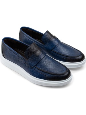 Deery Deri Mavi Comfort Erkek Loafer