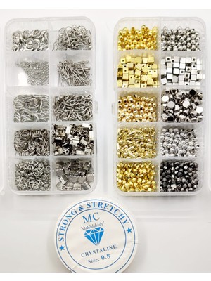 Yiğit Aksesuar 1710 Parça Küpe Kolye Bileklik Yapım Seti Takı Malzemeleri Ara Aparat