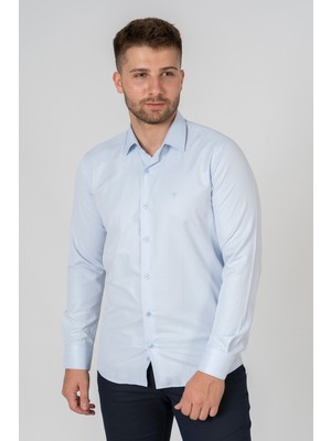 White Stone Verona G186  Pamuklu Regular Fit Düz Gömlek Buz Mavisi