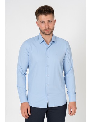 White Stone Verona G186 Pamuklu Regular Fit Düz Gömlek Okyanus Mavi