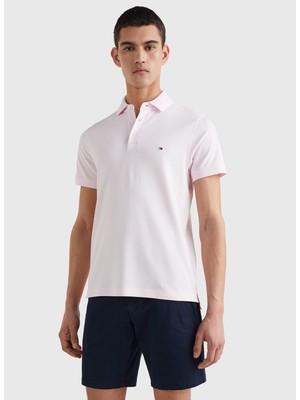 Tommy Hilfiger Polo Yaka Düz Pembe Erkek Polo T-Shirt MW0MW17771TOG