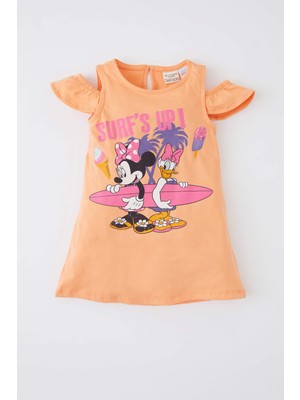 DeFacto Kız Bebek Disney Mickey & Minnie Lisanslı Regular Fit Bisiklet Yaka Yarım Kollu Elbise Y1575A222SM