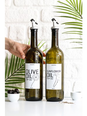Lalezen Beyaz Etiketli Yeşil Yağdanlık 750 ml Sızdırmaz Damlatmaz Başlık
