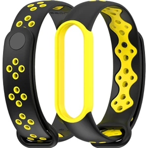 Xiaomi Mi Band 5/6/7 Siyah+Sarı Için Tpu Watch Band