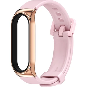 Xiaomi Mi Band 3/4/5/6 Pembe+Gül Altın Silikon Saat Band