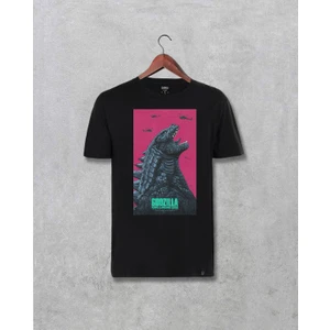 Godzilla Baskılı Tasarım Unisex Siyah Tişört