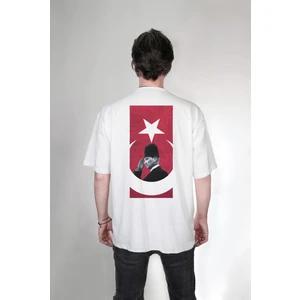Türk Bayrağı Mustafa Kemal Atatürk Çift Taraf Baskılı Özel Tasarım Oversize Unisex Tişört