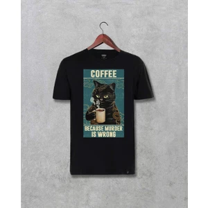Kedi Kahve Cat Coffee  Özel Tasarım Hayvan Baskılı Unisex Tişört