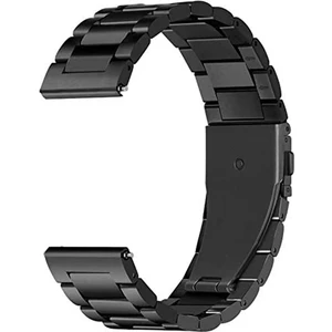 Amazfit Stratos - Stratos Pace 2 - Stratos 3 Için Metal Tokalı Dişli Kordon Siyah