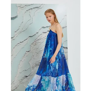 Şahika Ercümen XKoton - Boyundan Bağlamalı Desenli Elbise