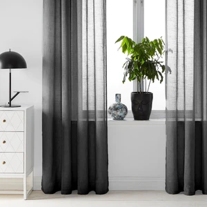 Ritmo Home Natürel Keten Siyah Tül Perde