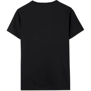 Blues Moda Pamuk Slim Likra V Yaka Tshirt Siyah