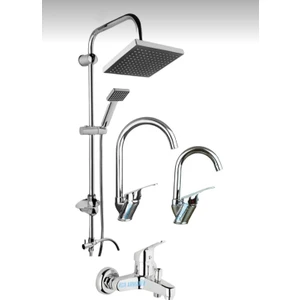 Robot Duş Kuğu Borulu Mutfak Lavabo Banyo Bataryası Musluğu Çeşmesi 4'lü Set
