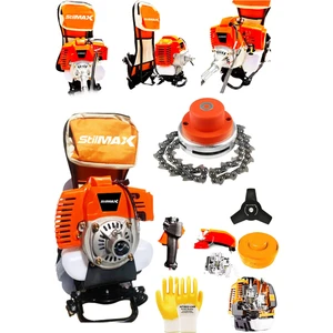Turbo Çelik Krank 3.2 Hp 63cc Benzinli Sırt Tipi Tırpan Çayır Ot Biçme Makinesi +Canavar Başlık +Yağ