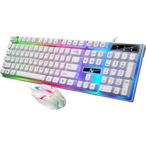 Klavye & Mouse Setler Mekanik Hissedilen Seti Serin Arka Işık Toz Geçirmez Oyun Klavyesi (Yurt Dışından)