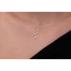 Mini Anahtar Charm Kolye 14 Ayar Altın Kolye