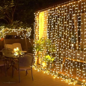 2.5 x 2.5 Metre 8 Fonksiyonlu Perde LED 12 Saçaklı 180 Ledli Kablolu Fişli Eklenebilir