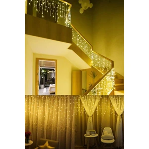 3x1 Metre Perde LED Animasyonlu 12 Saçaklı Kablolu Fişli Eklenebilir 8 Fonksiyonlu