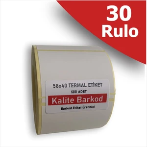 Kalite Barkod 58X40 Termal Terazi Etiketi | 30 Rulo Barkod Etiketi