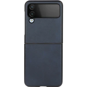 Galaxy Z Flip 4 İçin Çift Renkli Deri Telefon Kılıfı - Koyu Mavi (Yurt Dışından)