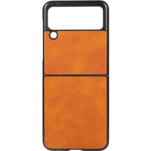 Galaxy Z Flip 3 5G İçin Çift Renkli Deri Telefon Kılıfı - Turuncu (Yurt Dışından)