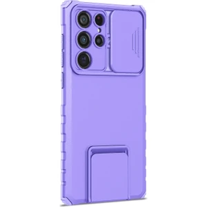 Galaxy S22 Ultra 5G İçin Kamera Korumalı Telefon Kılıfı - Koyu Mor (Yurt Dışından)